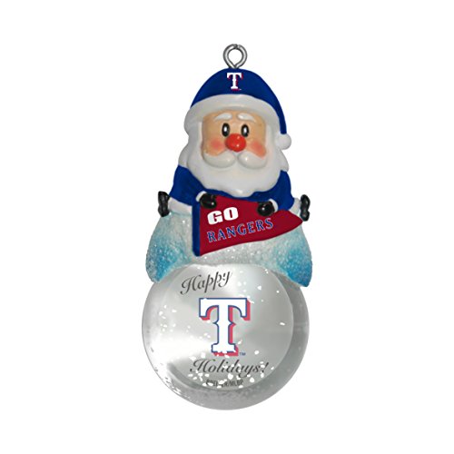 MLB Texas Rangers Snow Globe Ornament, Silver, 1.5″