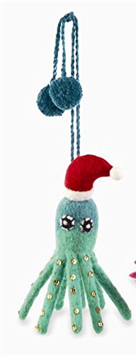 Mud Pie Christmas Collection Felt Sea Ornament, Choice of Style (Octopus)
