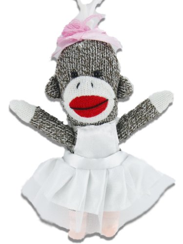 Ballerina Girl Sock Monkey Clip-top Christmas Ornament or Backpack Buddies