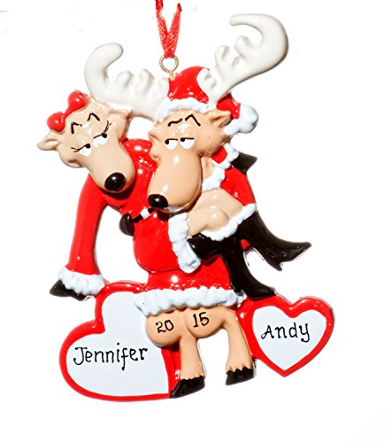 Couple Christmas Holiday Santa Reindeer Couple Ornament-Free Name Personalized-Shipped In One Day