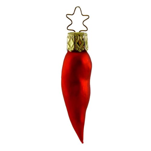Inge Glas FIERY FLAVOR Blown Glass Ornament Pepper Chili 115403 RED