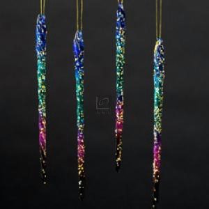Kurt Adler 12-Piece Glass Icicle Ornament Set, 5.25-Inch, Multicolored