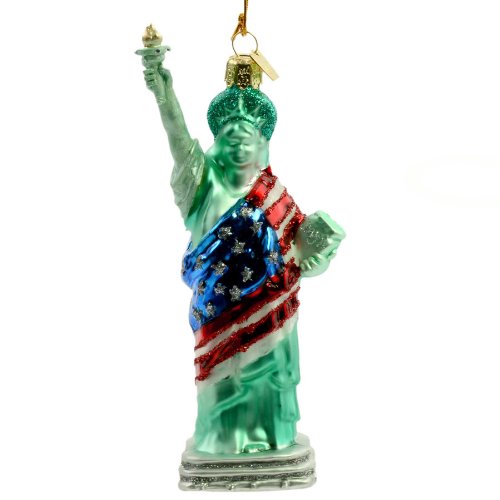 Kurt Adler 5-1/2-Inch Noble Gems Statue of Liberty with Flag Ornament