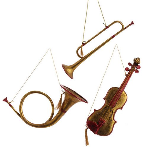 RAZ Imports – Gold Musical Instrument Ornaments