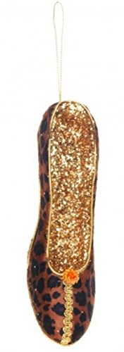 5″ Diva Safari Gold Glitter Embellished Brown Leopard Print Pump High Heel Shoe Christmas Ornament