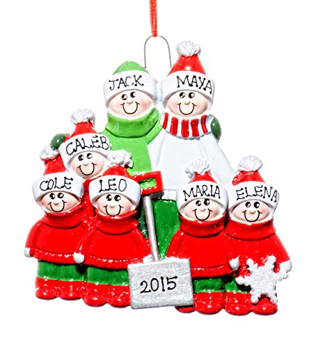 Family 7 (seven) Person Personalized Name Snow Shovel Holiday Christmas Tree Ornament-Free Name Personalized – Shipped In One Day