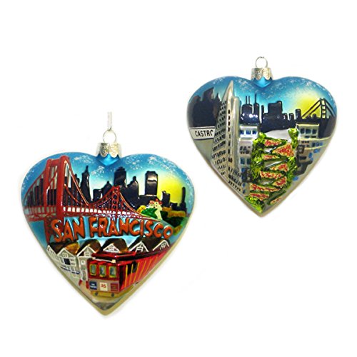 Kurt Adler 4″ San Francisco Heart Cityscape Ornaments