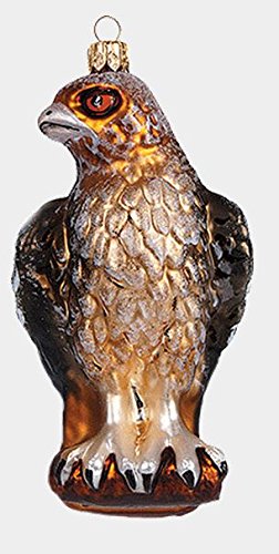 Red Tailed Hawk Bird Polish Mouth Blown Glass Christmas Ornament