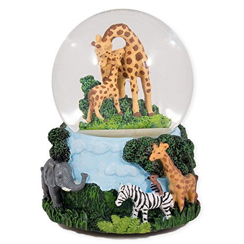 Giraffes Zebras and Elephants 100MM Music Water Globe Plays Tune Don’t Fence Me In