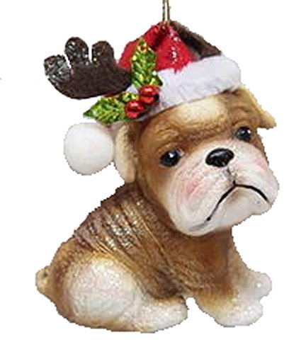 December Diamonds Ornament – Bulldog Puppy with Santa Hat