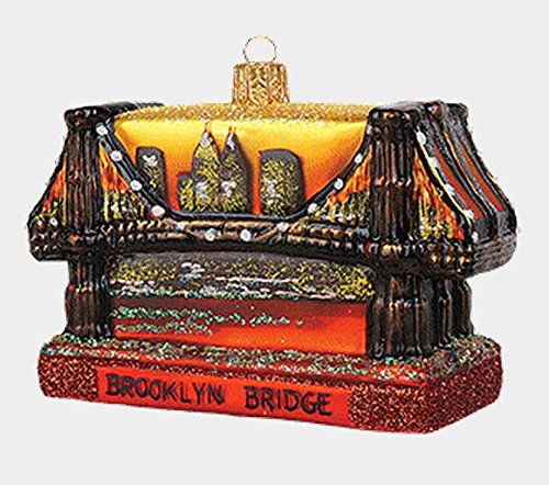 Brooklyn Bridge New York City Polish Mouth Blown Glass Christmas Ornament