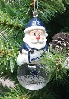 Dallas Cowboys Team Santa Mini Snow Globe Ornament