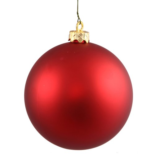 Vickerman Drilled UV Matte Ball Ornaments, 3-Inch, Red, 12-Pack