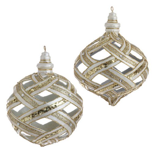 RAZ Imports – Gold, Silver and Pearl Lattice Ornaments
