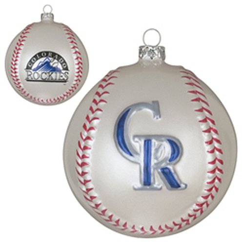 Colorado Rockies Team Glass Baseball Ornament