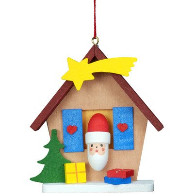 10-0830 – Christian Ulbricht Ornament – Santa in House – 3″”H x 3″”W x 1″”D