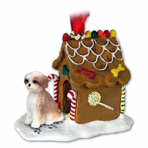 Shih Tzu Gingerbread House Christmas Ornament Tan Sport Cut – DELIGHTFUL!