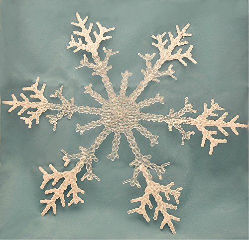Snowflake with Sparkly Centre and White Tips Decorations for Christmas Party, 4 Large Plastic Snowflakes 17″ X 17″, Ornaments and Crafting