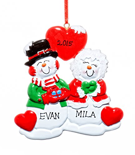 Couple Christmas Holiday Snow Family Ornament-Free Name Personalized-Shipped In One Day