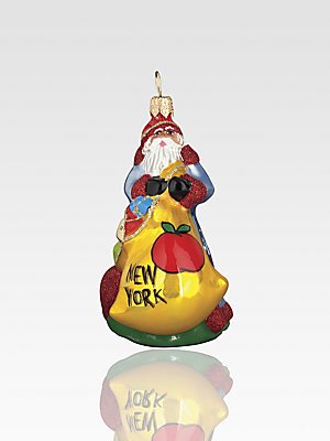 Glitterazzi Mini New York Santa Polish Blown Glass Christmas Ornament
