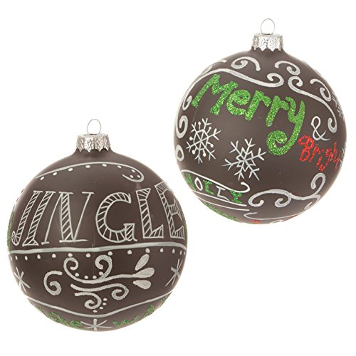 4″ “Merry” and “Jingle” Ball Ornament – RAZ Imports Theme: Jingle All the Way – Set of 2