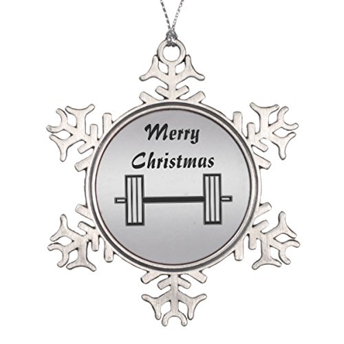 Body Building Builder Sport Merry Christmas Snowflake Pewter Christmas Ornament