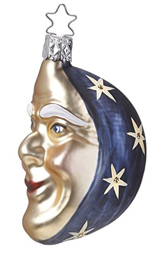 Inge Glas Ol’ Blue Moon Mouth Blown German Glass Christmas Ornament