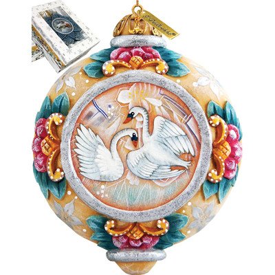 G. Debrekht Swans Scenic Ornament, 3.5″