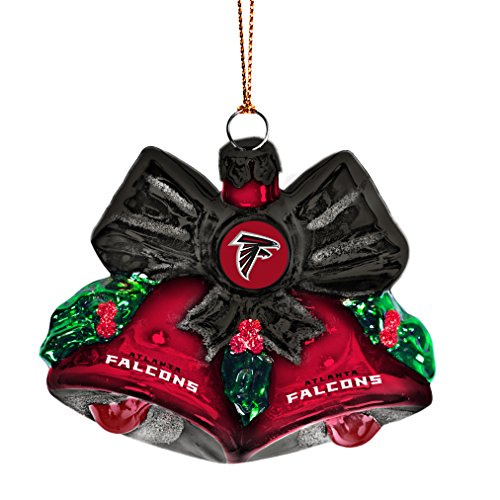 NFL Atlanta Falcons Glitter Bells Ornament, Green, 3″ x 3″