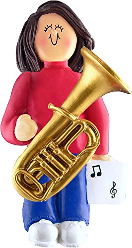 Music Treasures Co. Female Musician Tuba Ornament – Brown