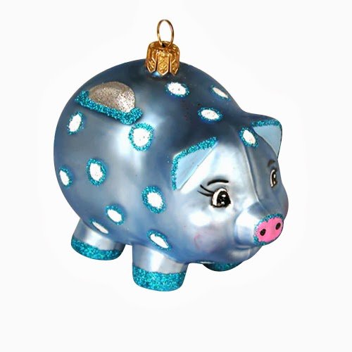 Ornaments to Remember: PIGGY BANK BABY Christmas Ornament (Blue)