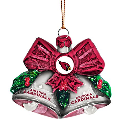 NFL Arizona Cardinals Glitter Bells Ornament, Green, 3″ x 3″