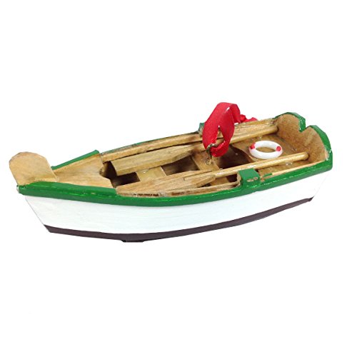 Wooden Rowboat Christmas Ornament – 4-in (Green)