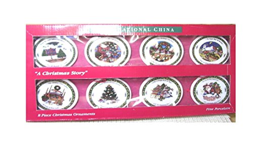 International China “A Christmas Story” 8 Piece Fine Porcelain Christmas Ornaments