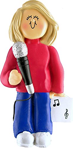 Music Treasures Co. Female Musician Microphone Ornament – Blonde
