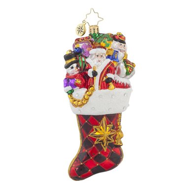 Christopher Radko Stocked with Joy Glass Christmas Stocking Ornament – 5.5″h.