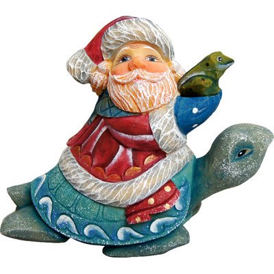 G. Debrekht Santa on Turtle Figurine Ornament