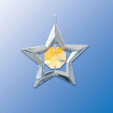Chrome Star Ornament – Yellow Swarovski Crystal