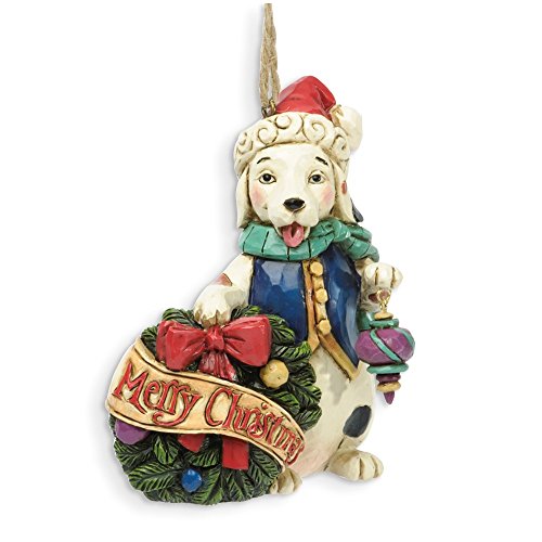 Jim Shore Christmas Dog With Wreath Ornament