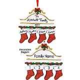 White Mantle Family of 4 Personalized Christmas Ornament
