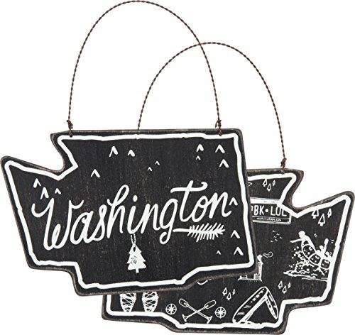 Washington State Black Wood Ornament