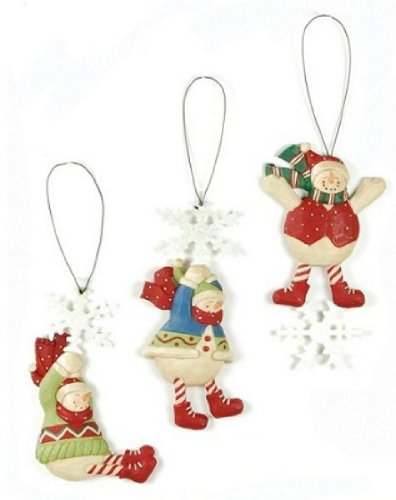 Snowman Snowflake Mini Ornaments – Set of 3