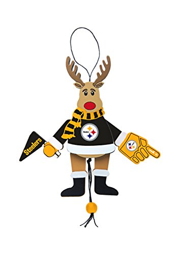 NFL Pittsburgh Steelers Wooden Cheer Ornament, Brown, 5.25″