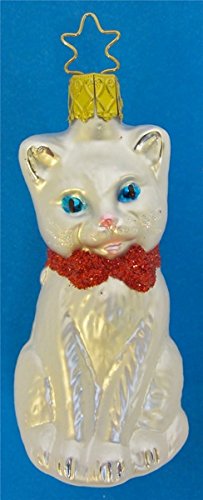 Inge-Glas Christmas White Kitten Glass Ornament Made in Germany