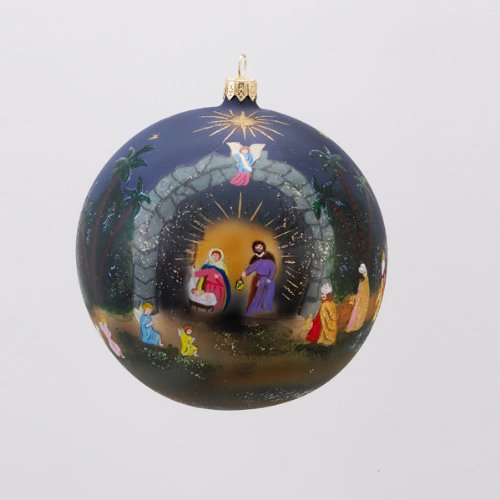 David Strand Designs Glass Star of Bethlehem Christmas Ball Ornament 5″