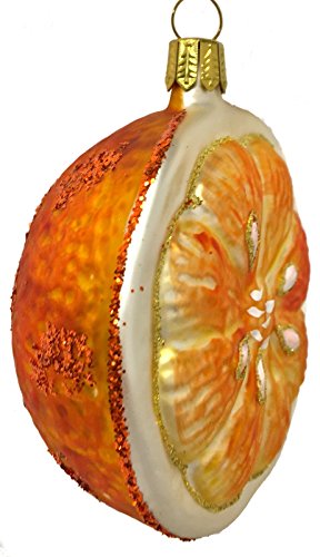 Orange Half Slice Fruit German Blown Glass Christmas Tree Ornament Decoration