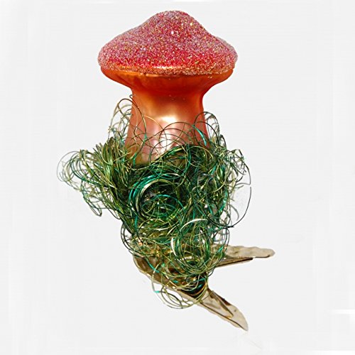 Inge-Glas Mini Clip Mushroom Flat Top Christmas Ornament