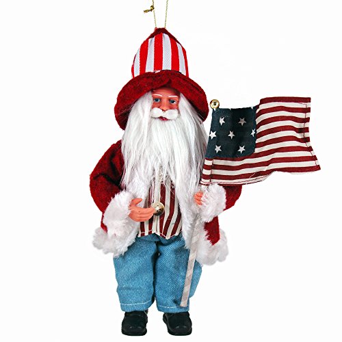 Red, White & Blue Patriotic Santa Claus Figurine