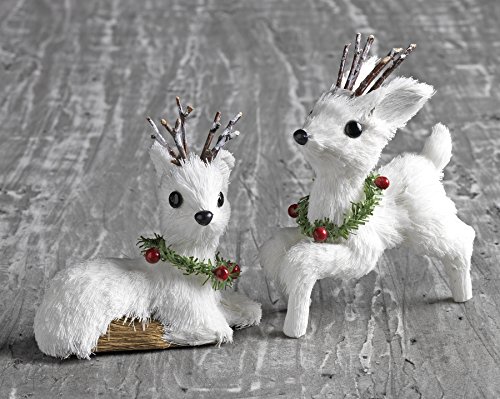 Christmas White Deer Ornaments 2-Pack