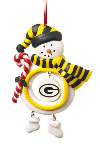 Green Bay Packers Clay Snowman Ornament